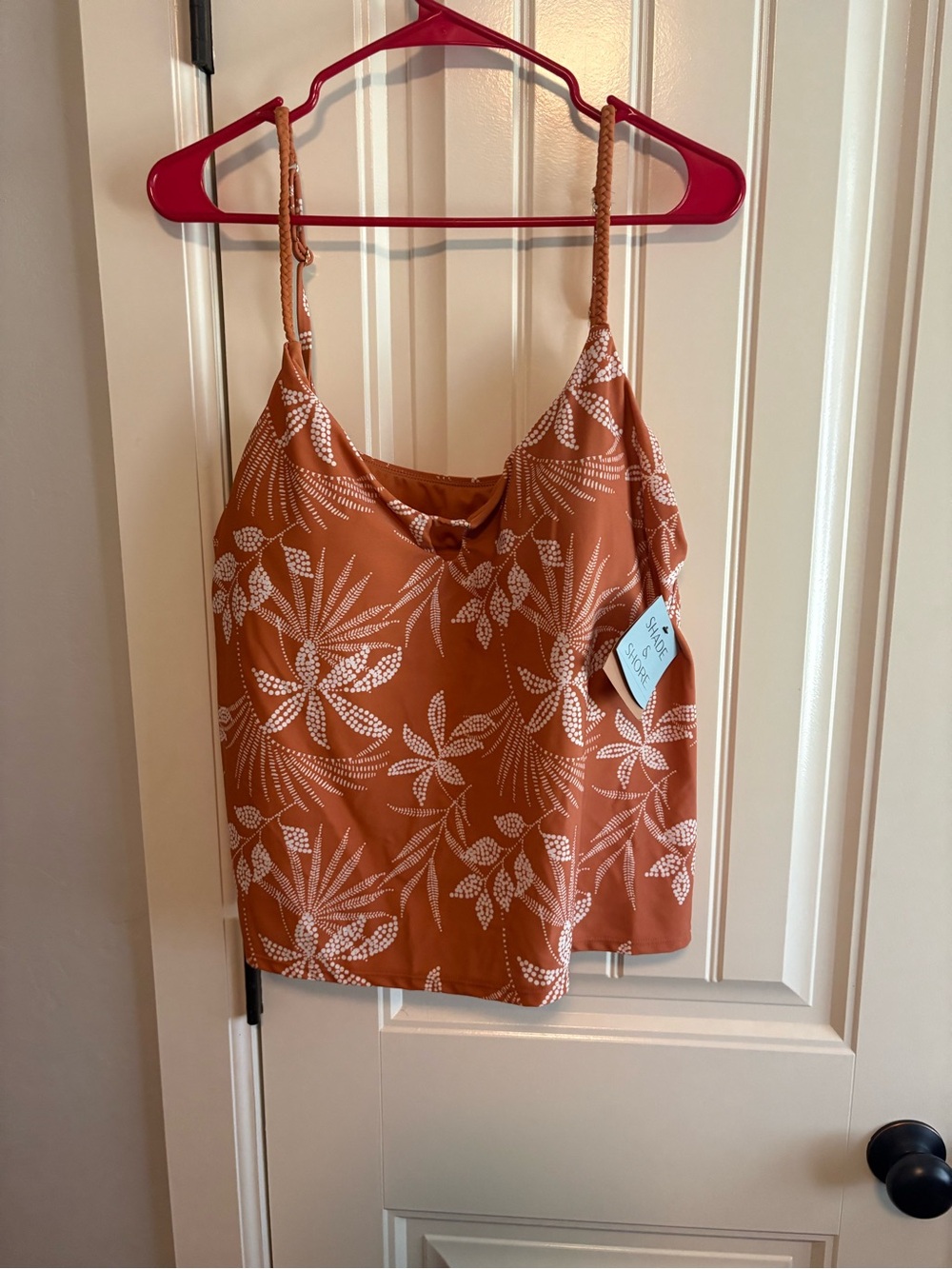 Shade & Shore Rust Orange Floral Tankini Cami